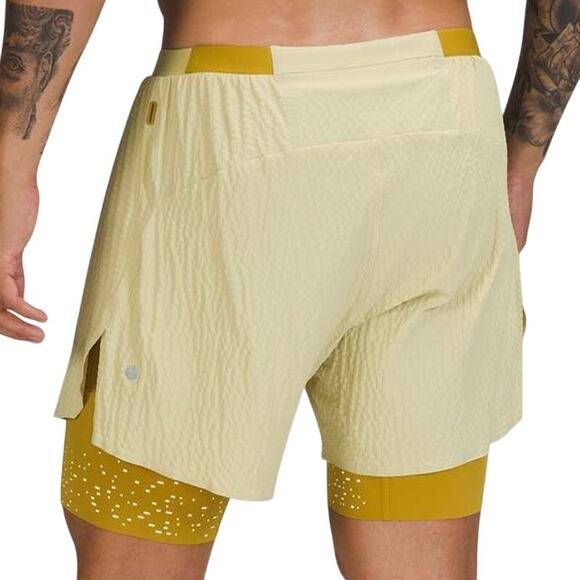 Lululemon Surge Lined Short 6" Special Edition Green Auric Gold Men's XXL EUC - Picture 4 of 9
